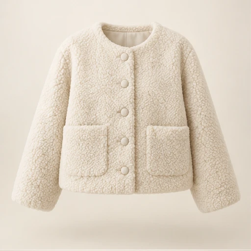 Cloud Button Jacket in Ivory Cream, front view