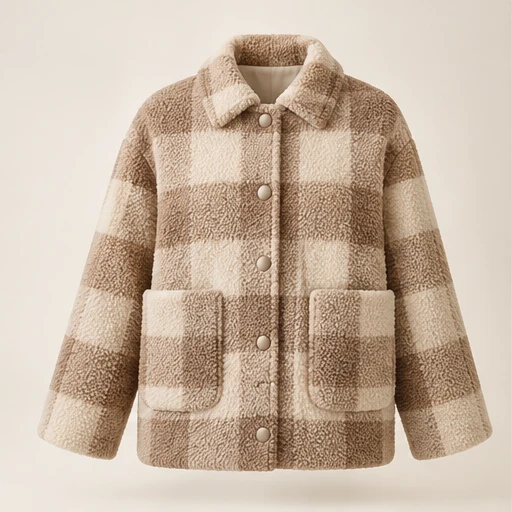 Soft Check Jacket in Cream / Brown Check, front view