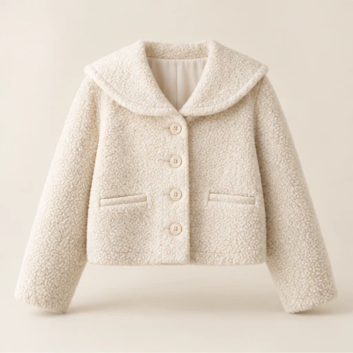 Cozy Sailor Jacket in Ivory Cream, front view